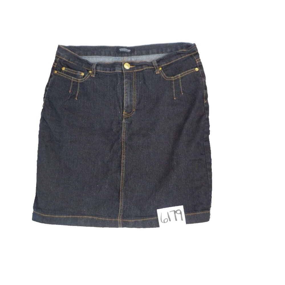 Vintage Good Time Women's Size 2X Dark Wash Denim Skirt Zippered Back Pockets